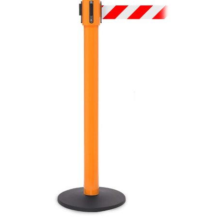 QUEUE SOLUTIONS SafetyPro 335, Orange, 30' Yellow/Black DANGER KEEP OUT Belt SPRO335O-YBD300
